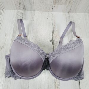 Aerie Real Power Plunge Push Up Bra 38D Light Purple Grey Lace Trim Sexy NWOT